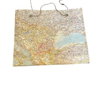 World Map Handbag With Adjustable Silver Chain